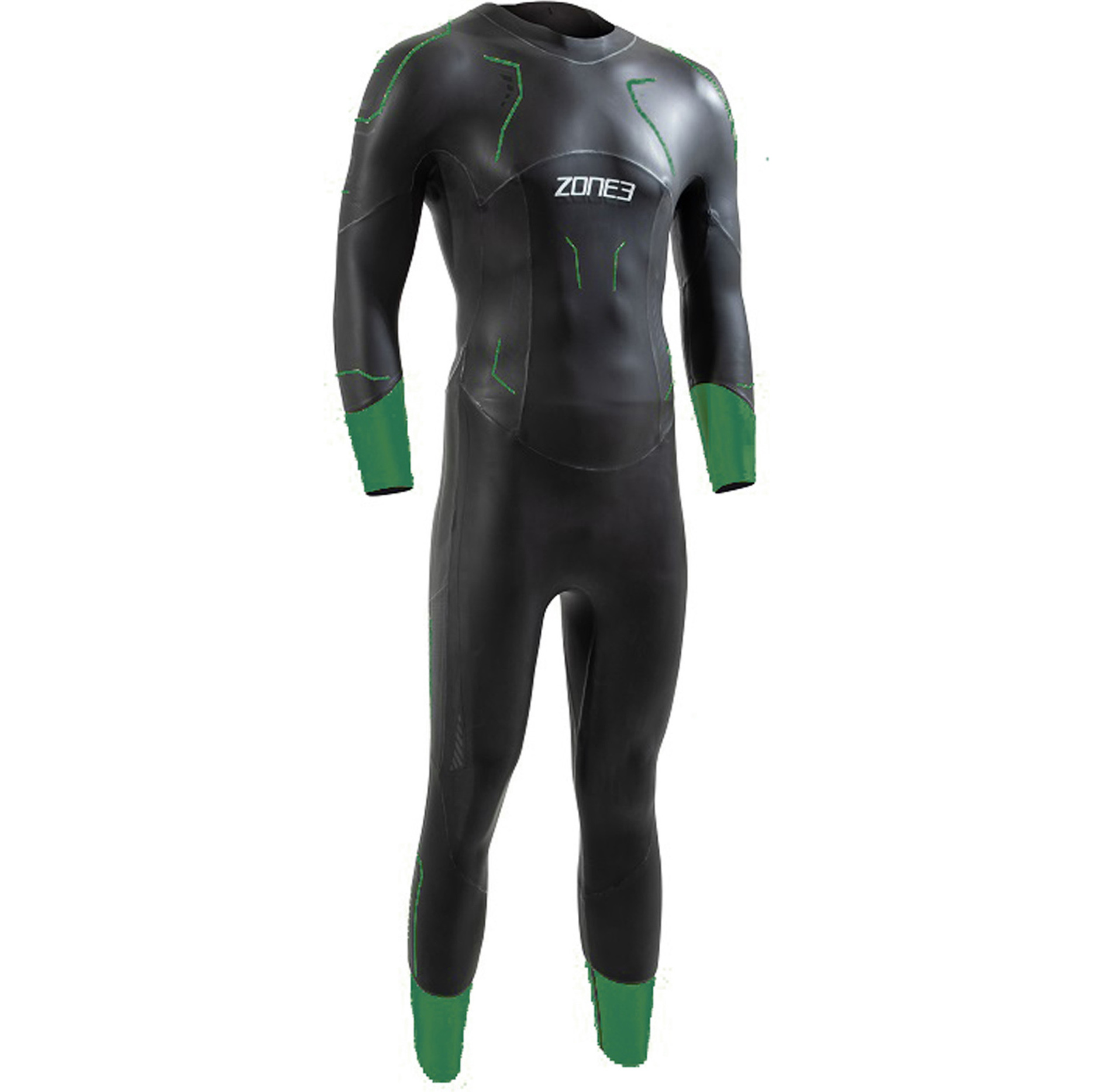 2026 Zone3 Da Uomo Terraprene Vision Back Zip Swim Muta WS24MVIS101 - Black / Forest Green